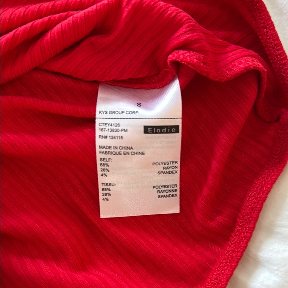 Red Ribbed Bodysuit - size small - Picture 4 of 4